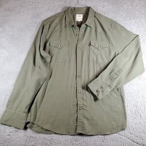 Levis Shirt‎ Mens XL Olive Button Up Wellthread Western Long Sleeve Lightweight